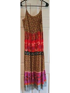 Natural Life Boho Maxi Tiered Dress Sz  Xs/s Floral Cottage Core Flowy
